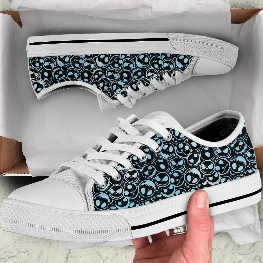 Blue JS Faces Women Low Top Canvas Shoes GINNBC95136