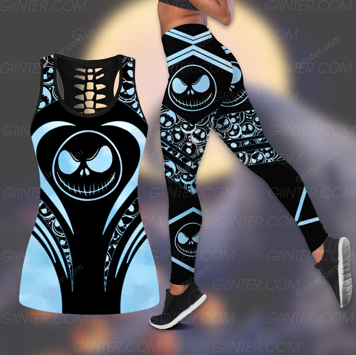 Blue JS Faces Women Tank Top & Legging GINNBC95136