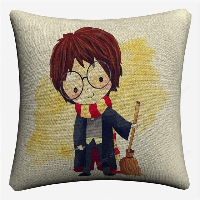 Cartoon Characters Decorative Cotton Linen Cushion Cover Harry 45x45cm For Sofa Chair