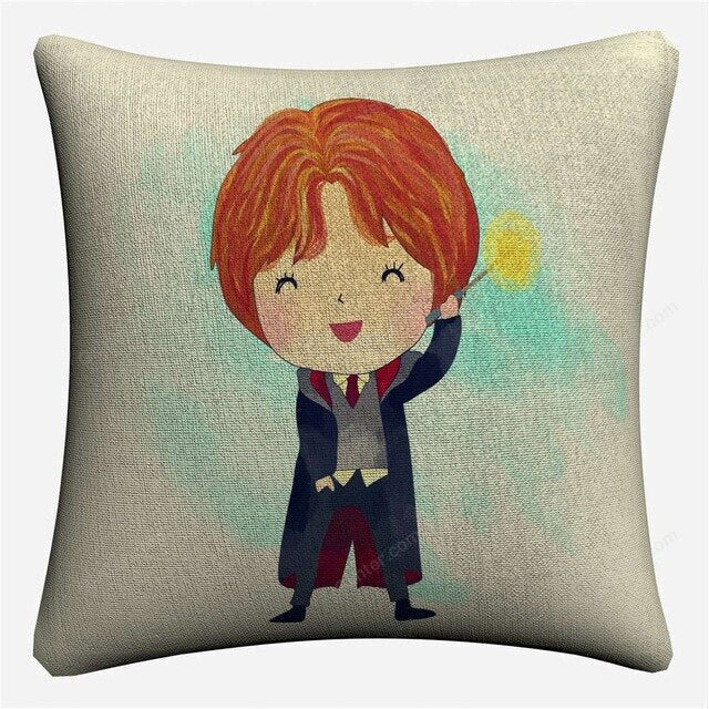 Cartoon Characters Decorative Cotton Linen Cushion Cover Harry 45x45cm For Sofa Chair