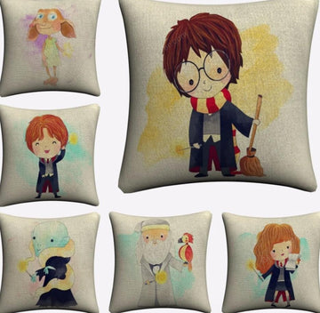 Cartoon Characters Decorative Cotton Linen Cushion Cover Harry 45x45cm For Sofa Chair