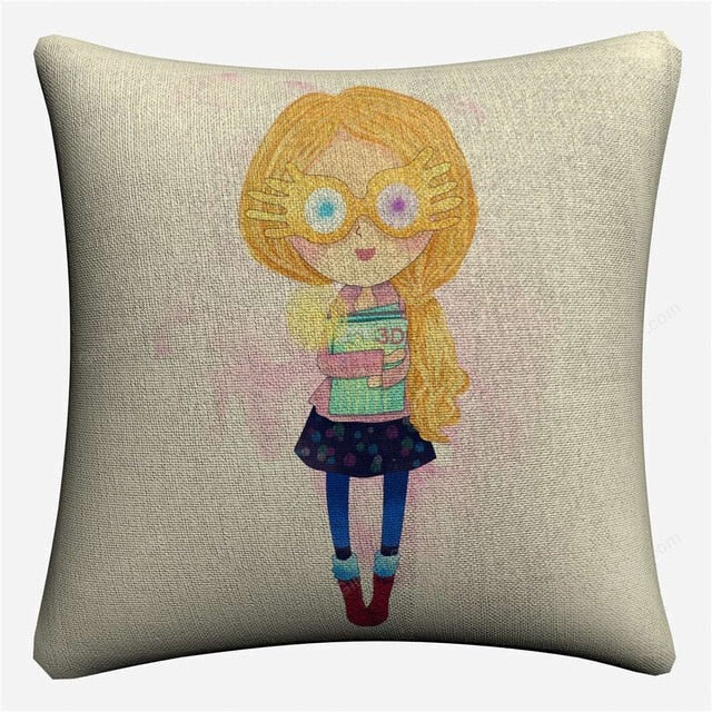 Cartoon Characters Decorative Cotton Linen Cushion Cover Harry 45x45cm For Sofa Chair