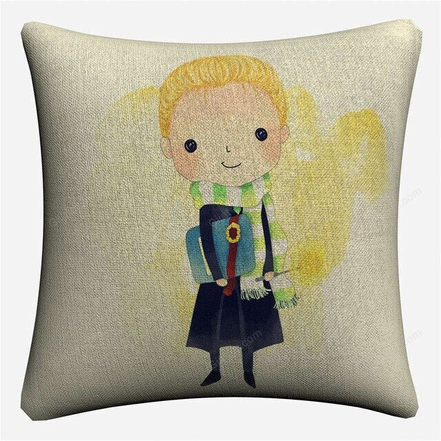 Cartoon Characters Decorative Cotton Linen Cushion Cover Harry 45x45cm For Sofa Chair