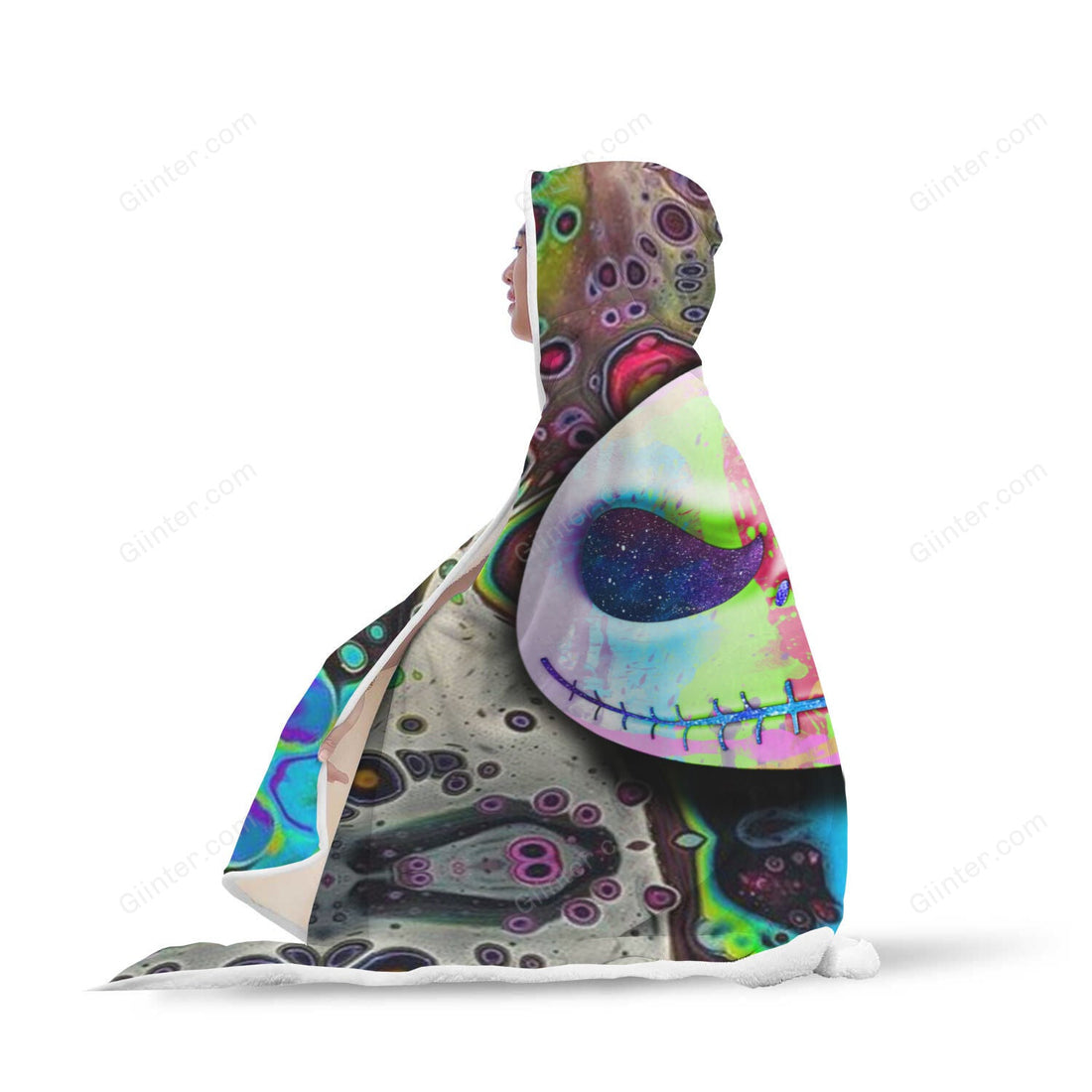 Color Jack Skellington  Hooded Blanket