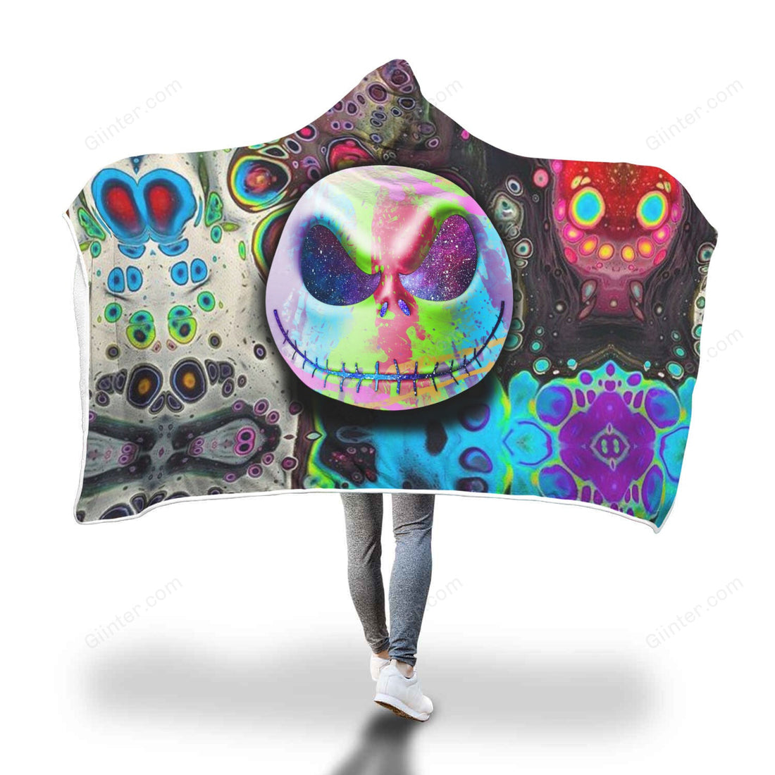 Color Jack Skellington  Hooded Blanket