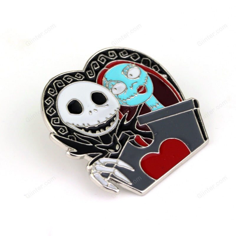 Enamel Brooch Pumpkin Skeleton Jack Mickey Maid Sally Pins Laples Jewelry