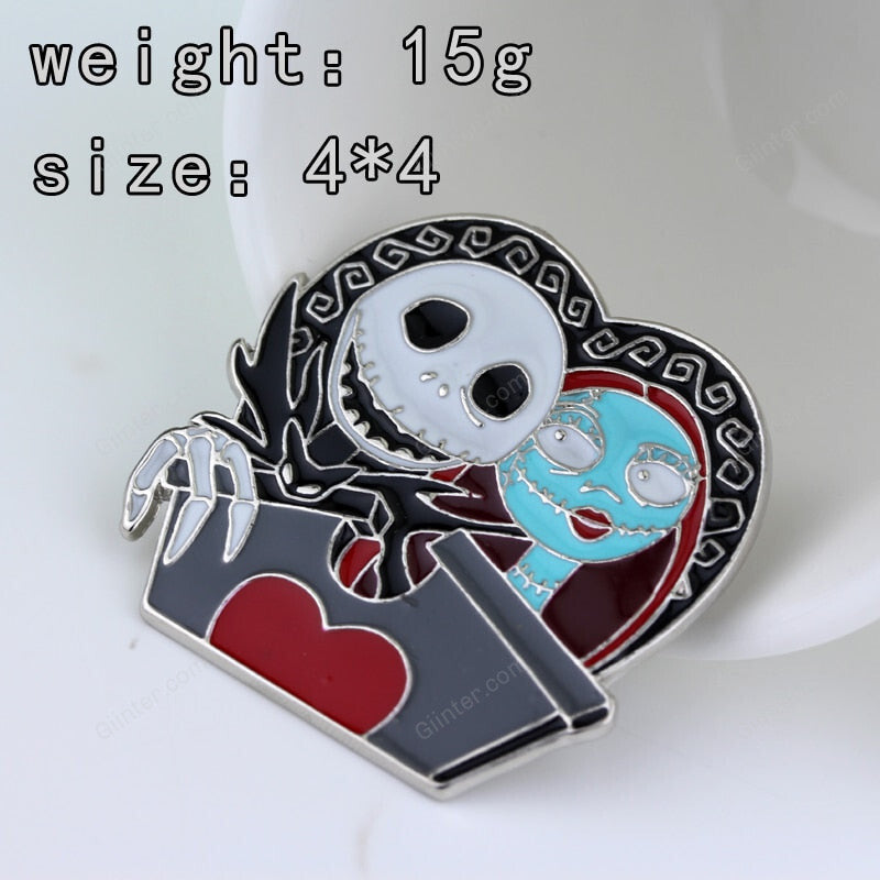 Enamel Brooch Pumpkin Skeleton Jack Mickey Maid Sally Pins Laples Jewelry