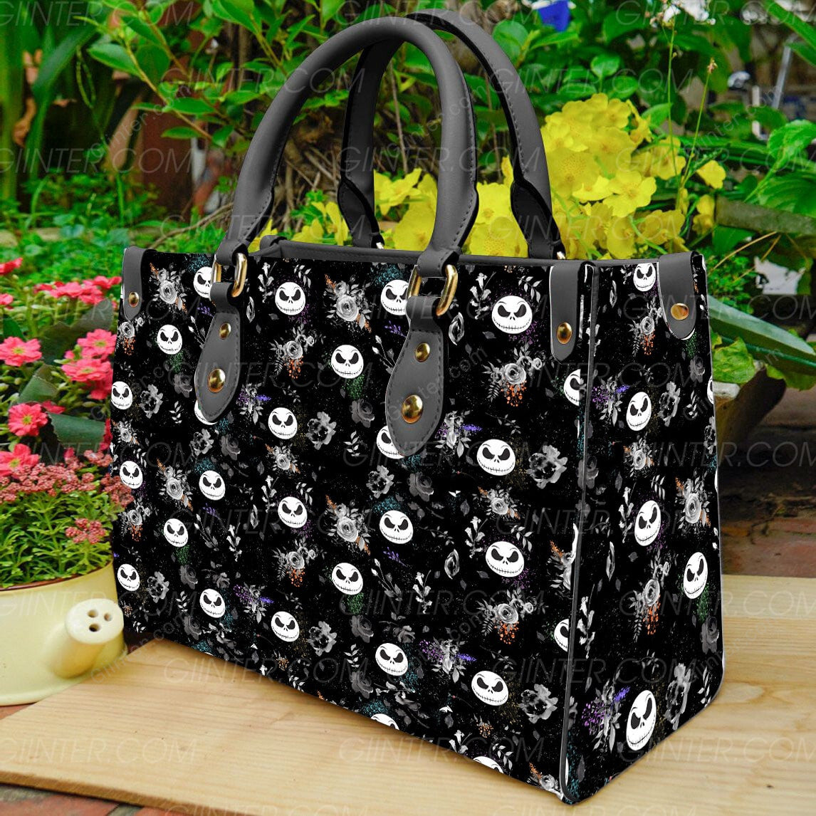 Flowers Jack Skellington Leather Bag GINNBC91627