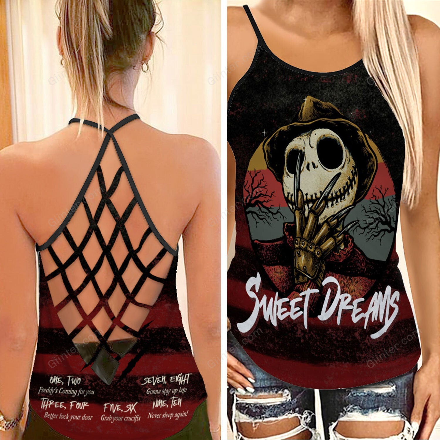 Freddy Krueger Sweet Dreams Criss-Cross Tank Top GINNBC35038