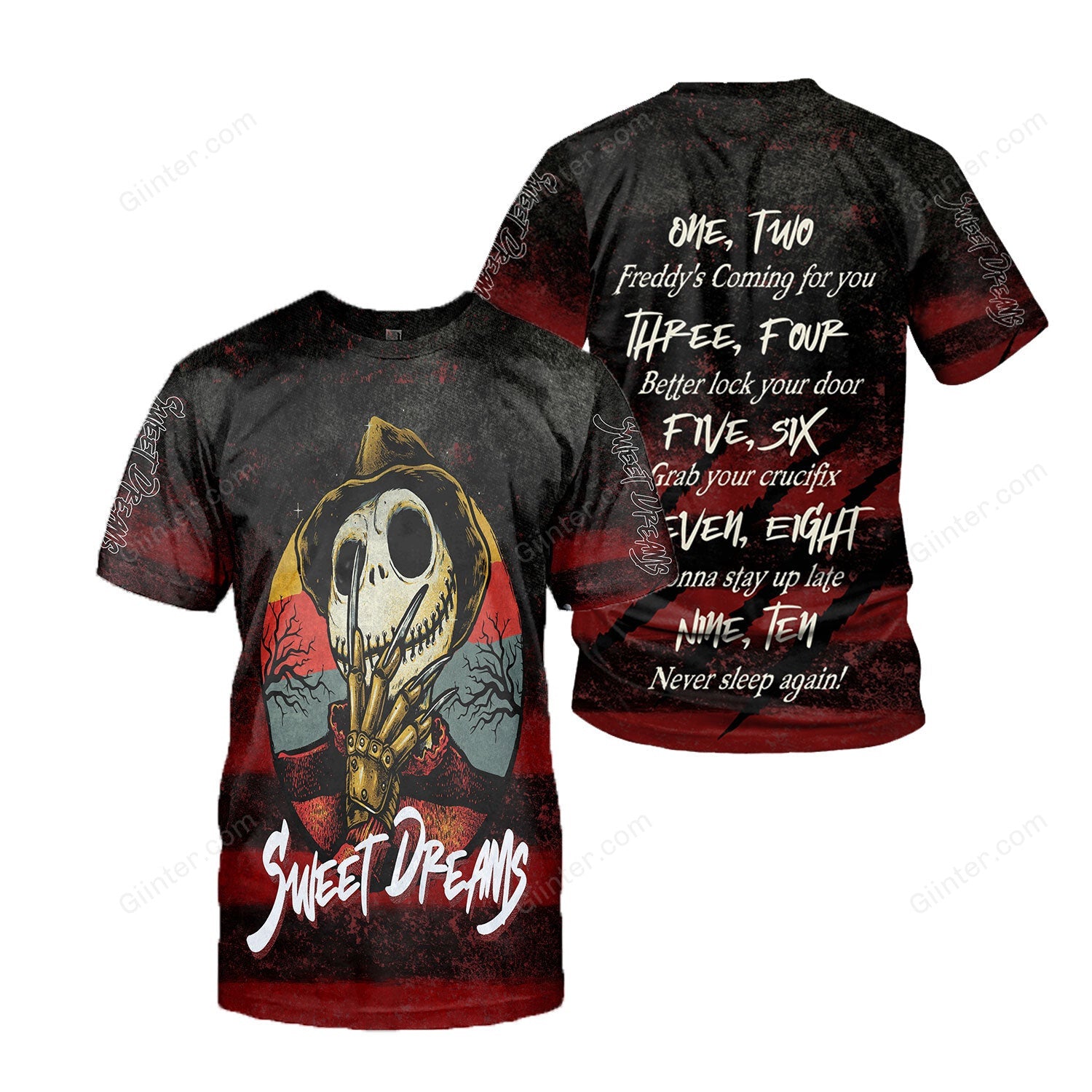 Freddy Krueger Sweet Dreams 3D All Over Printed Shirts For Men and Women GINNBC35038