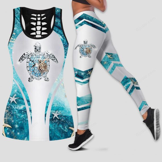 Gift For Turtle Lover Sliver Turtle Tank Top And Leggings Set GINTUR28249