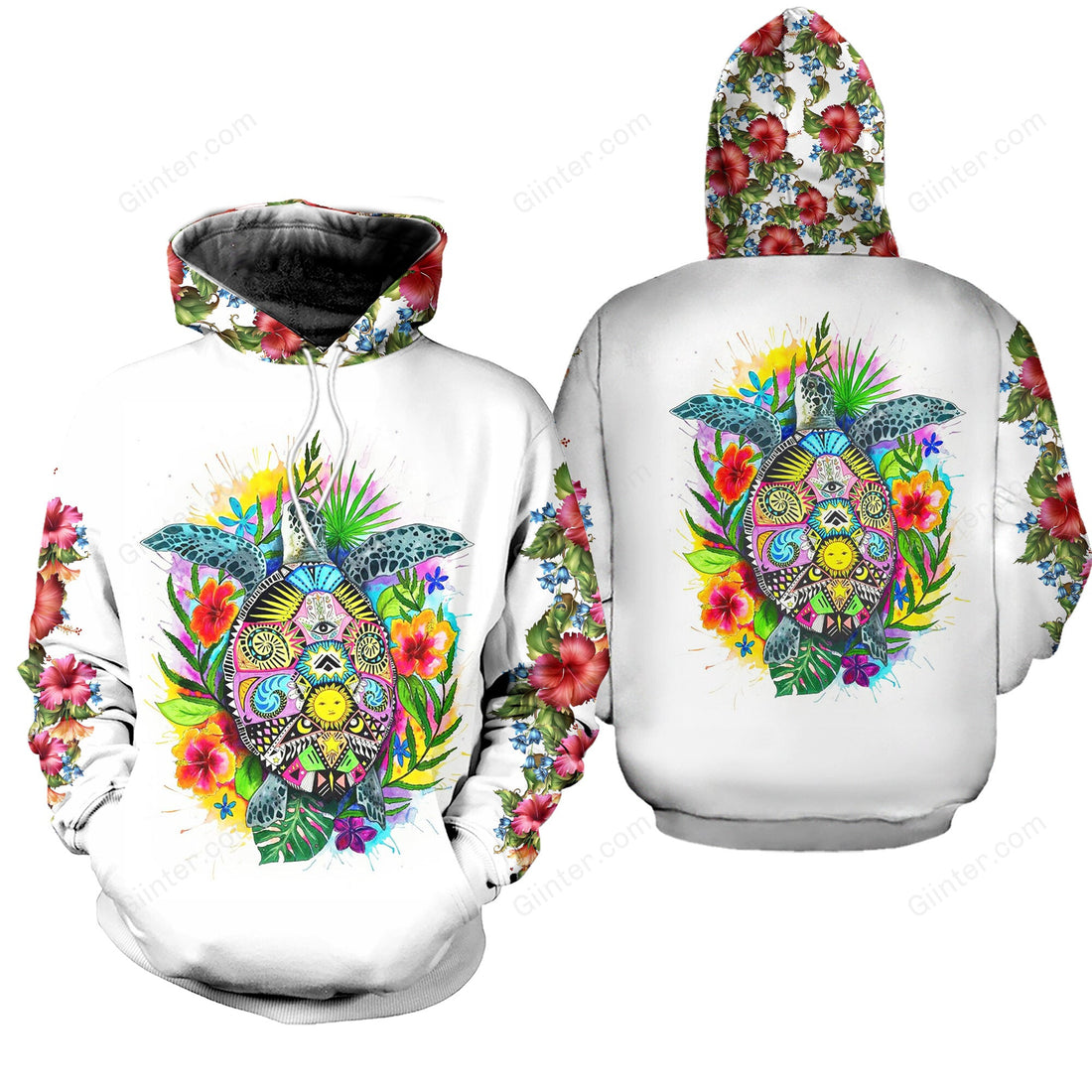 Hibiscus Flowers Turtles Combo Hoodie & Legging 155