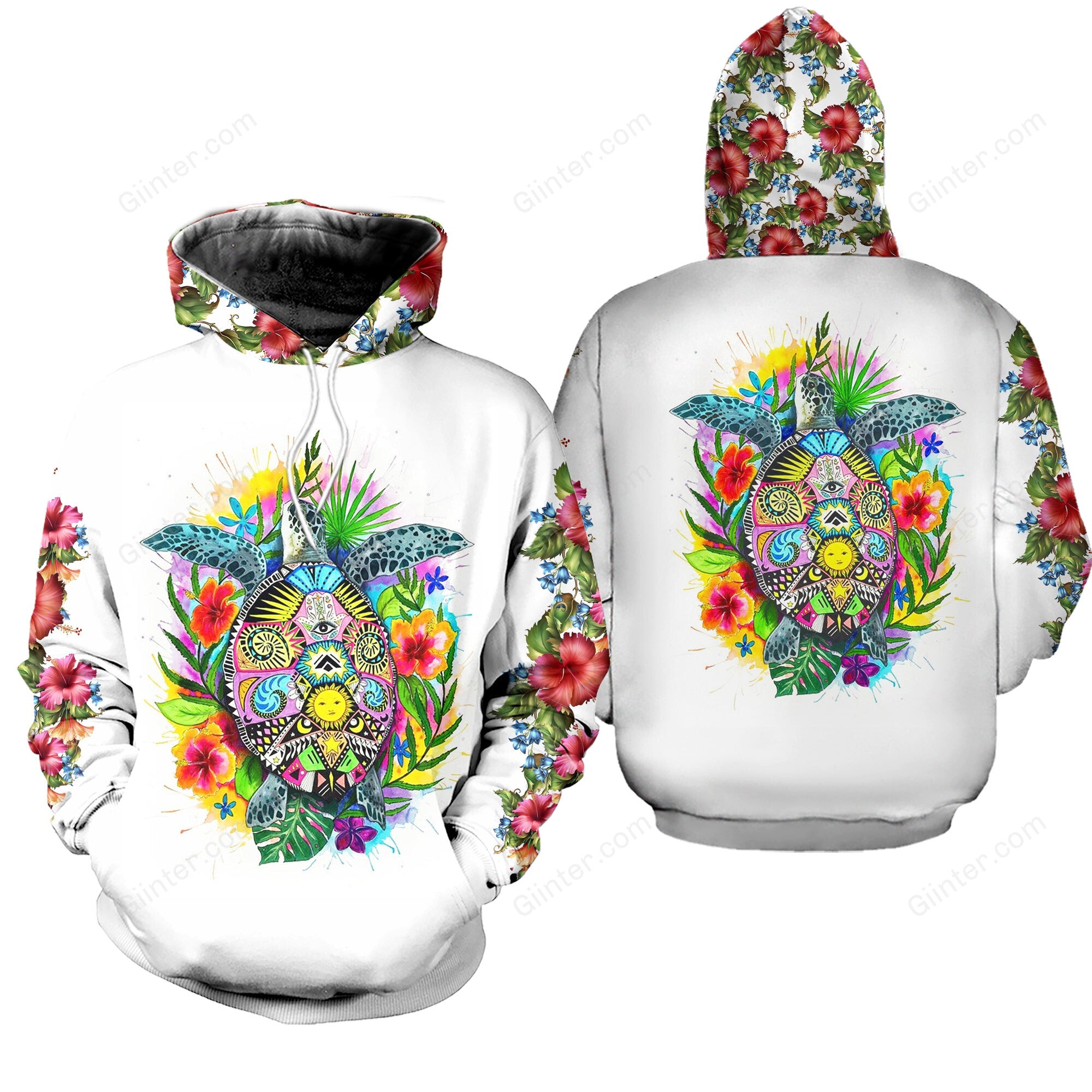 Hibiscus Flowers Turtles Combo Hoodie & Legging 155