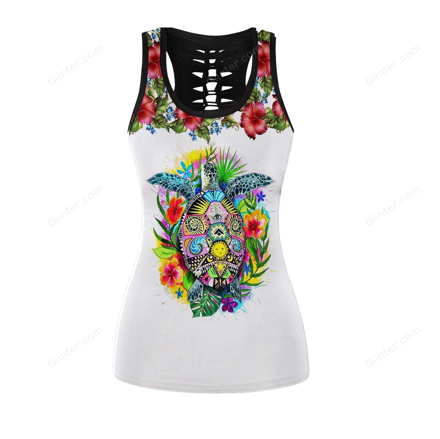 Hibiscus Flowers Turtles Women Tank Top & Legging 155