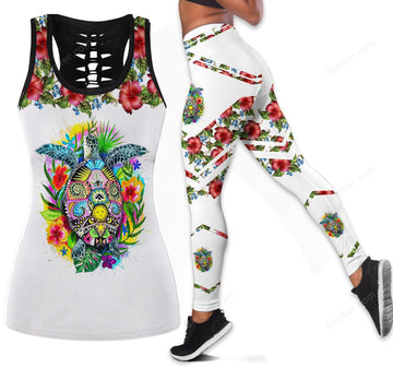 Hibiscus Flowers Turtles Women Tank Top & Legging 155