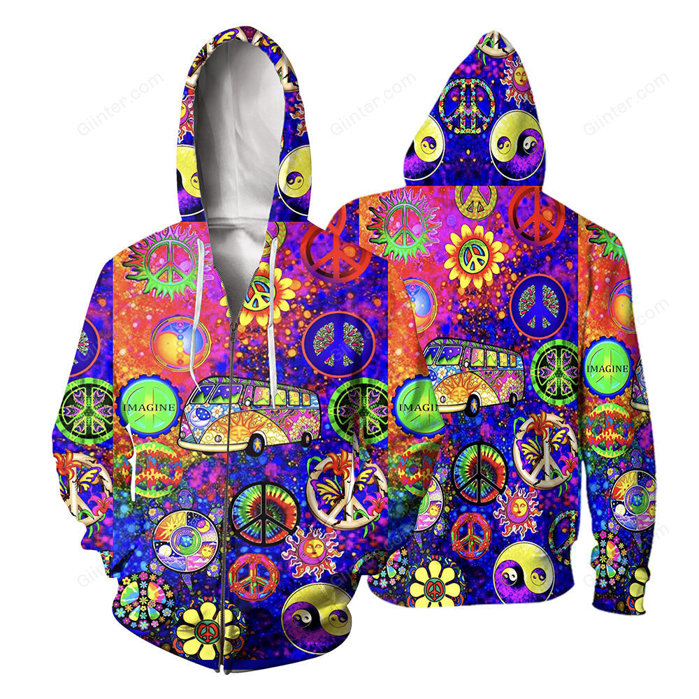 Hippie Style 3D All Over Printed Shirts For Men And Women 02