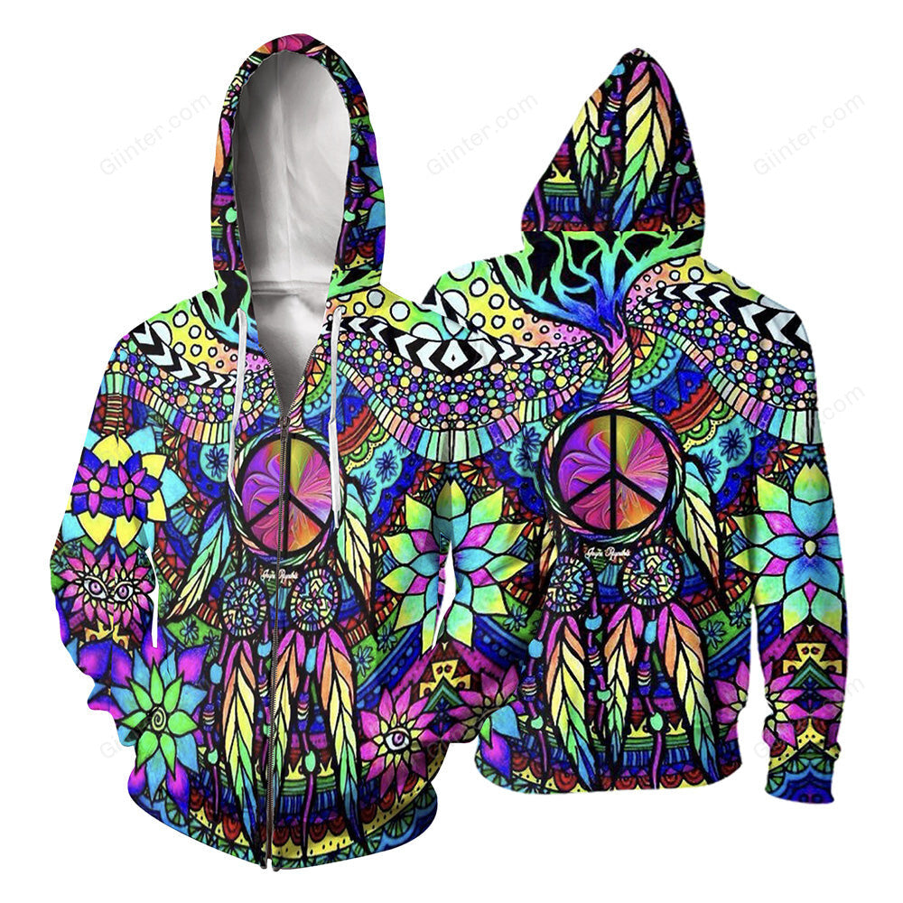 Hippie Style 3D All Over Printed Shirts For Men And Women 04