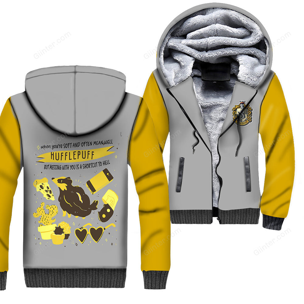 Hogwarts Houses 3D Print Hoodies Men Winter Thick Zipper Jacket