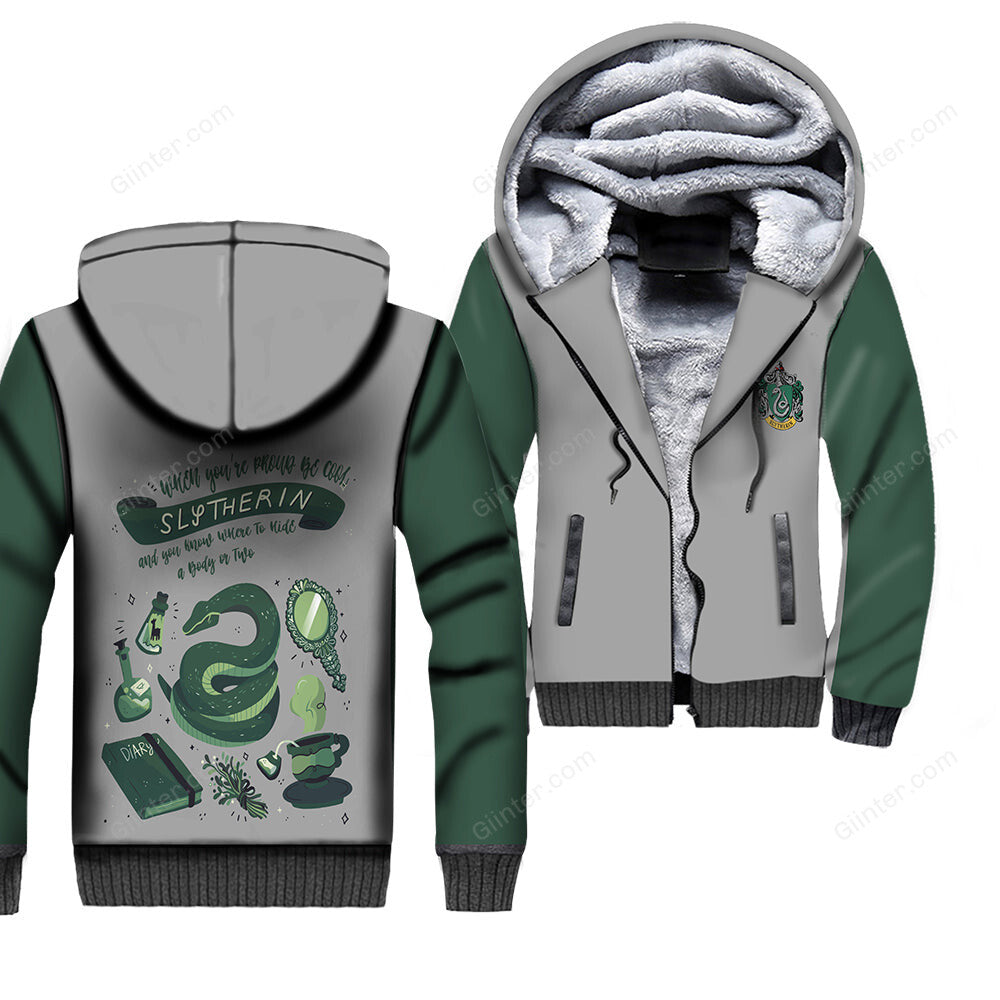 Hogwarts Houses 3D Print Hoodies Men Winter Thick Zipper Jacket