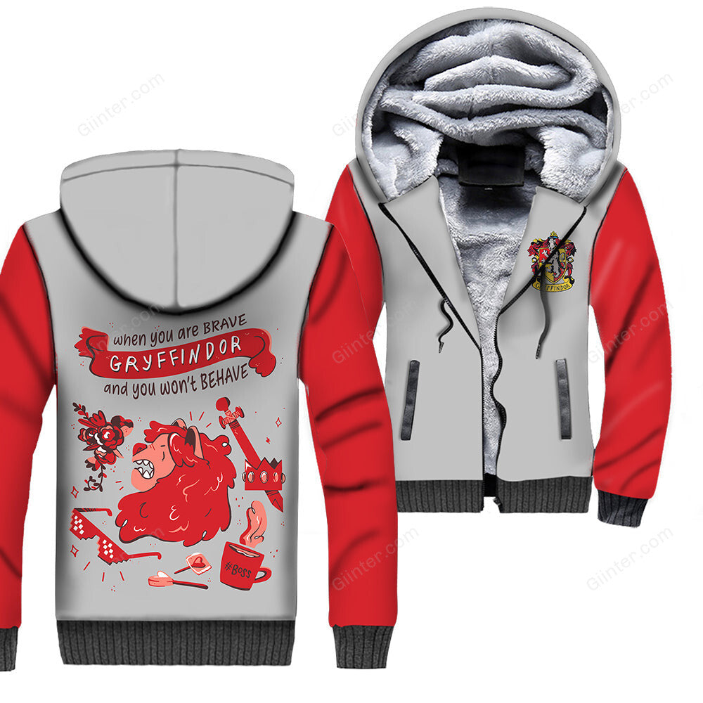 Hogwarts Houses 3D Print Hoodies Men Winter Thick Zipper Jacket