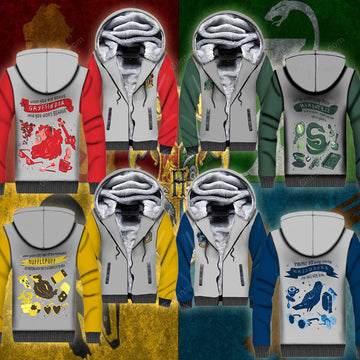 Hogwarts Houses 3D Print Hoodies Men Winter Thick Zipper Jacket