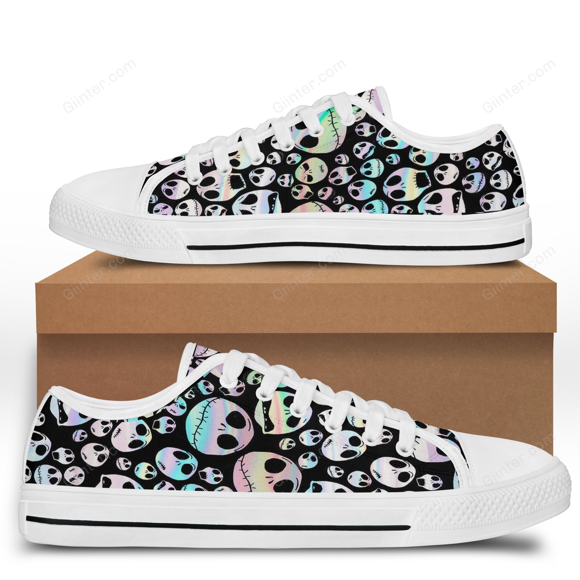 Hologram Jack Skellington Women Low Top Canvas Shoes