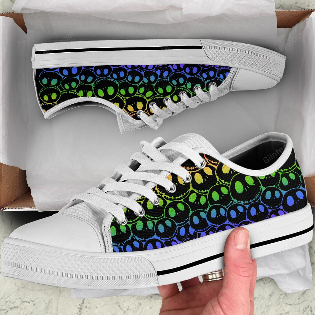 Hologram Jack Skellington Women Low Top Canvas Shoes GINNBC77439