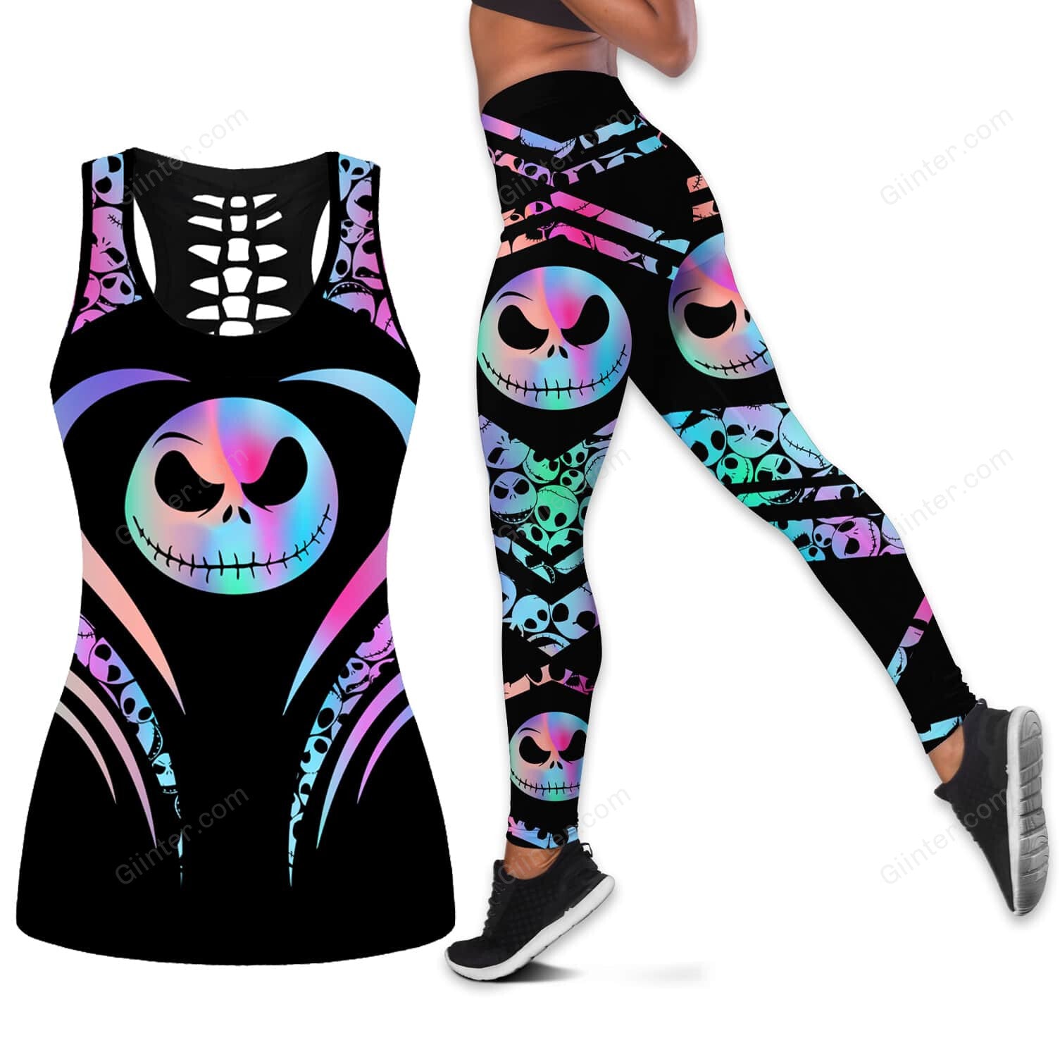 Hologram Jack Skellington Women Tank Top & Legging GINNBC79835