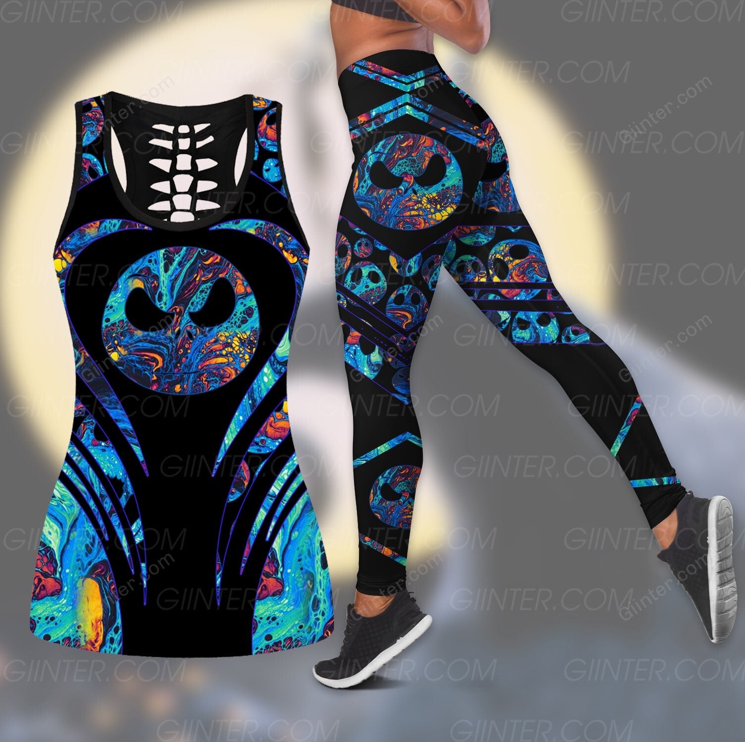Hologram Jack Skellington Women Tank Top & Legging GINNBC90638