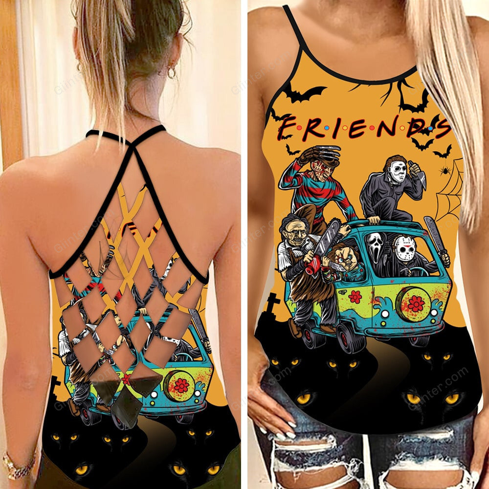 Horror Friends Halloween Criss-Cross Tank Top GINHR35707