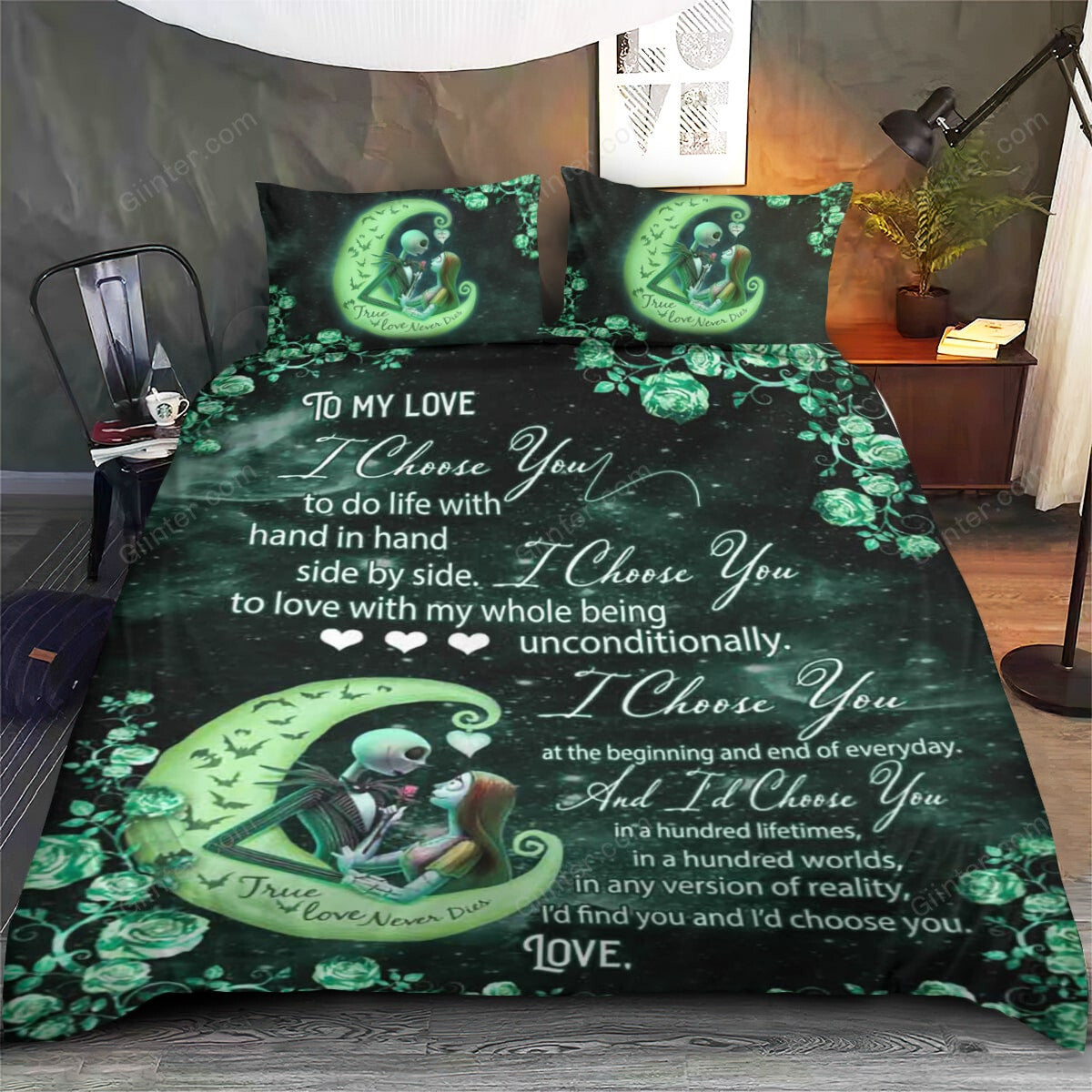 I Choose You Jack Skellington&Sally Quilt Bedding Set GINNBC81534