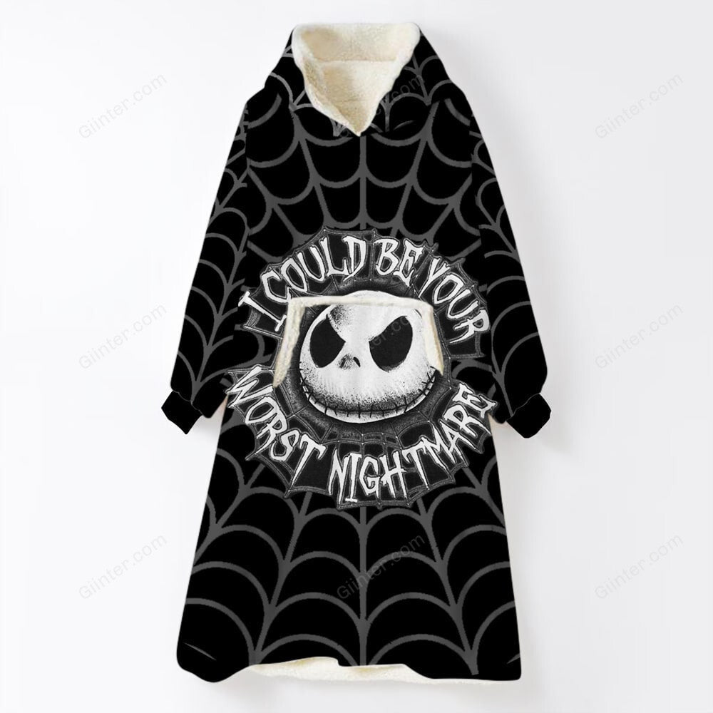 I'm Your Nightmare Jack Skellington Faces Oversize Heavy Fleece Hoodie Blanket GINNBC61925