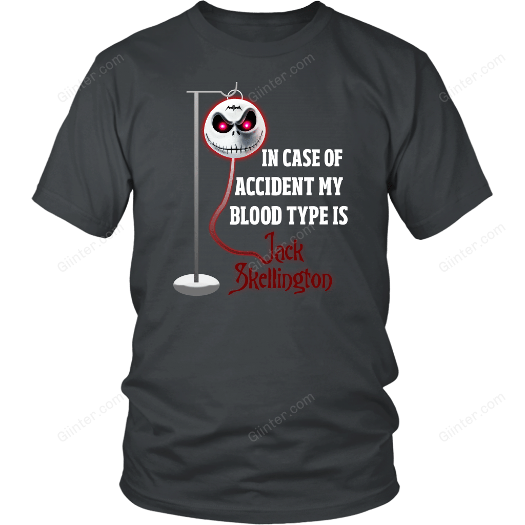 In Case Of Accident My Blood Type Is Jack Skellington T-Shirt