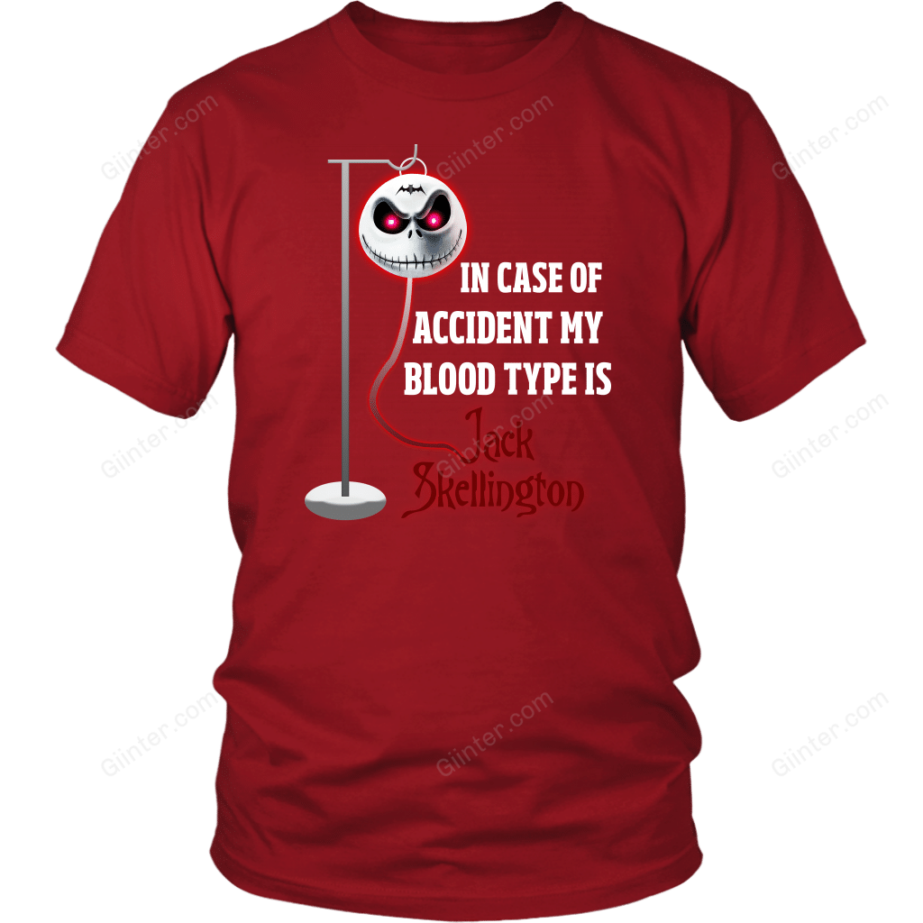 In Case Of Accident My Blood Type Is Jack Skellington T-Shirt