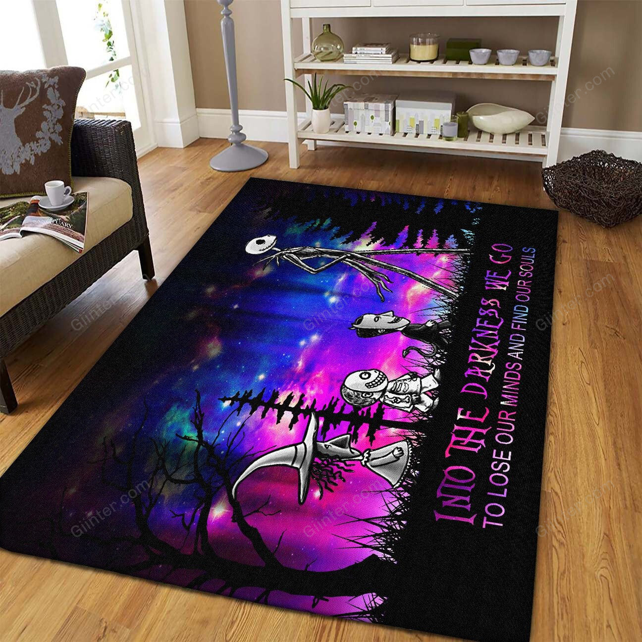 Into The Darkness I Go Jack Skellington Foldable Rectangular Rug GINNBC100156