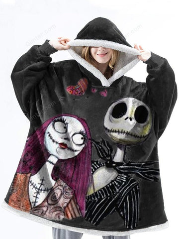 Jack & Sally Oversize Heavy Fleece Hoodie Blanket GINNBC83085