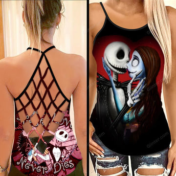 Jack & Sally True Love Never Dies Criss-Cross Tank Top & Sleeveless Beach Dress GINNBC00321