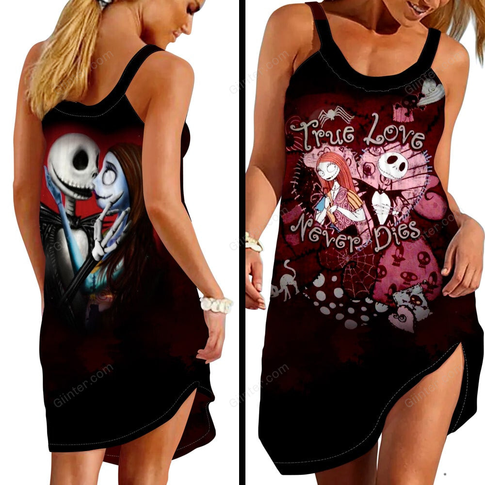 Jack & Sally True Love Never Dies Criss-Cross Tank Top & Sleeveless Beach Dress GINNBC78136 Ver 2