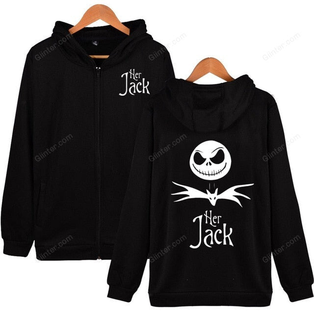 Jack and Sally Couple Zipper Hoodies