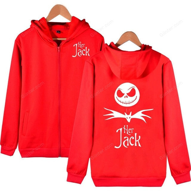 Jack and Sally Couple Zipper Hoodies