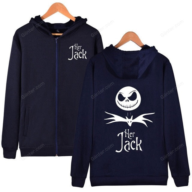 Jack and Sally Couple Zipper Hoodies