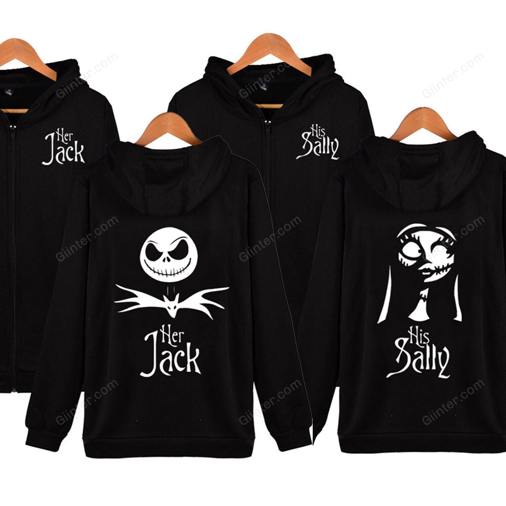 Jack and Sally Couple Zipper Hoodies