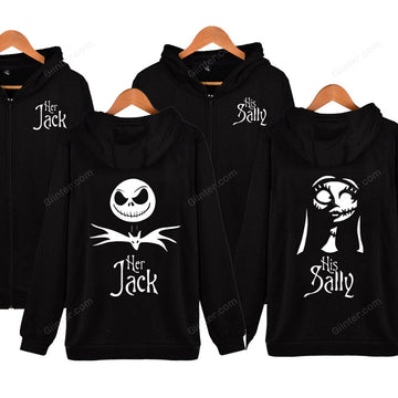 Jack and Sally Couple Zipper Hoodies