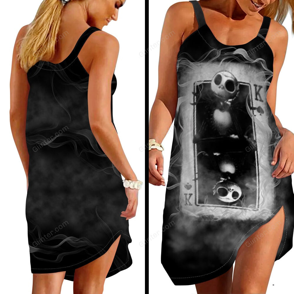 Jack Skellington Criss-Cross Tank Top & Sleeveless Beach Dress GINNBC00304