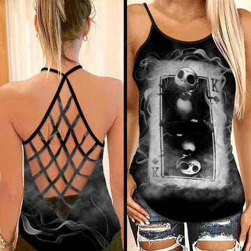 Jack Skellington Criss-Cross Tank Top & Sleeveless Beach Dress GINNBC00304