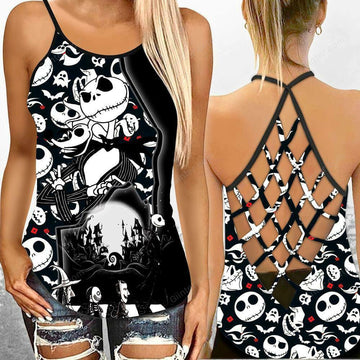 Jack Skellington Criss-Cross Tank Top GINNBC69511