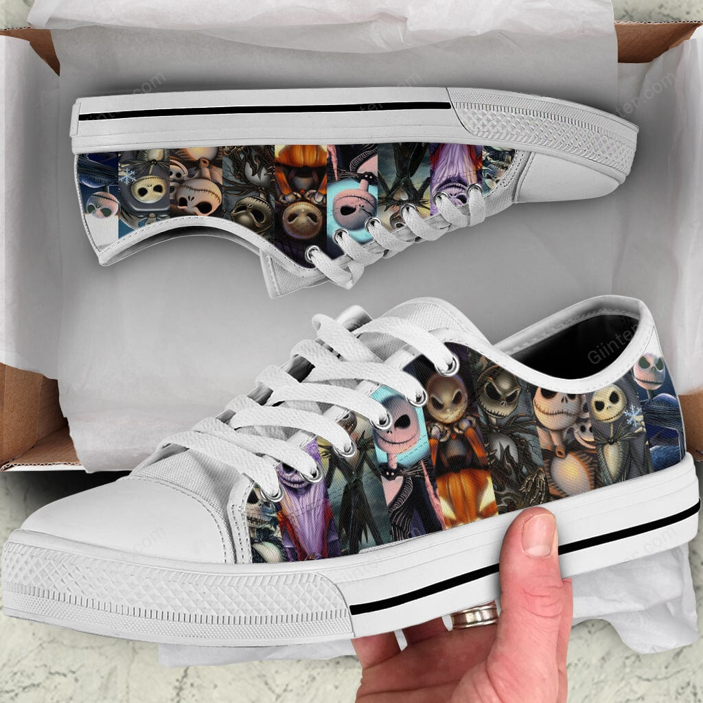 Jack Skellington Women Low Top Canvas Shoes GINNBC100486
