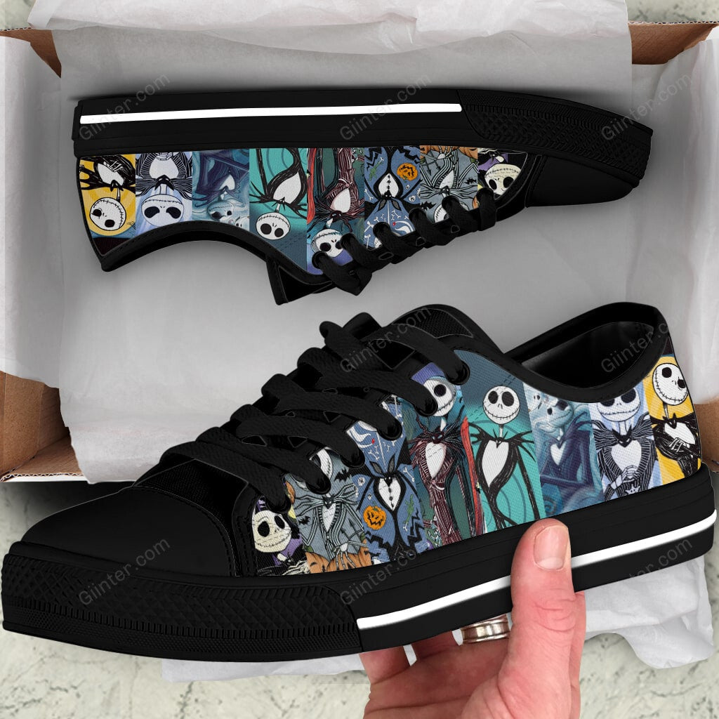 Jack Skellington Women Low Top Canvas Shoes GINNBC100981