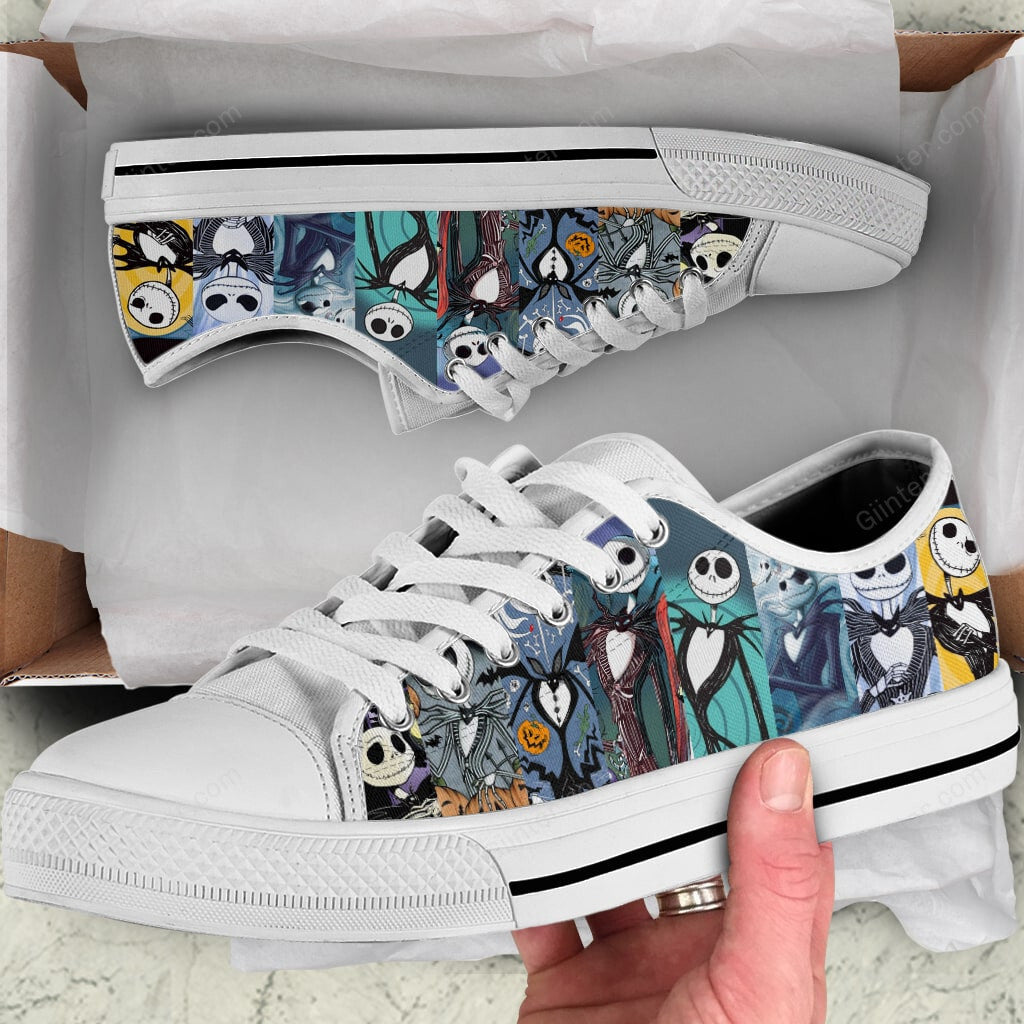 Jack Skellington Women Low Top Canvas Shoes GINNBC100981