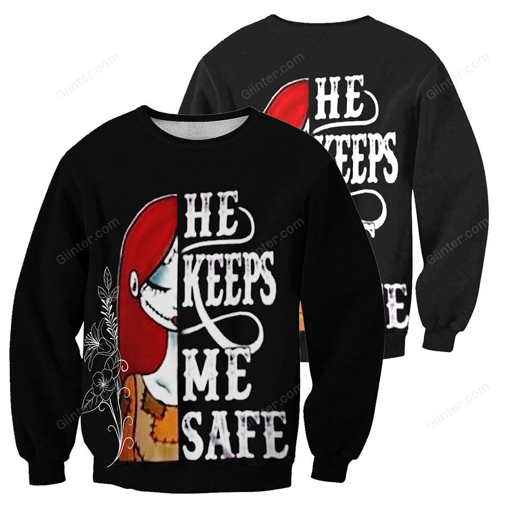 Jack Skellington "She Keeps Me Wild & Sally "He Keeps Me Safe" Couple Shirts